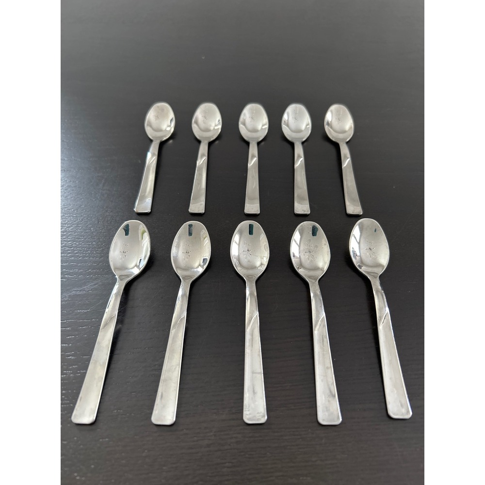 10 Endurance 18/10 Italy Stainless Steel Espresso Demitasse Spoons Starburst